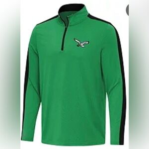 NWT Antigua Philadelphia Eagles Kelly Green Quarter Zip Pullover Lightweight S